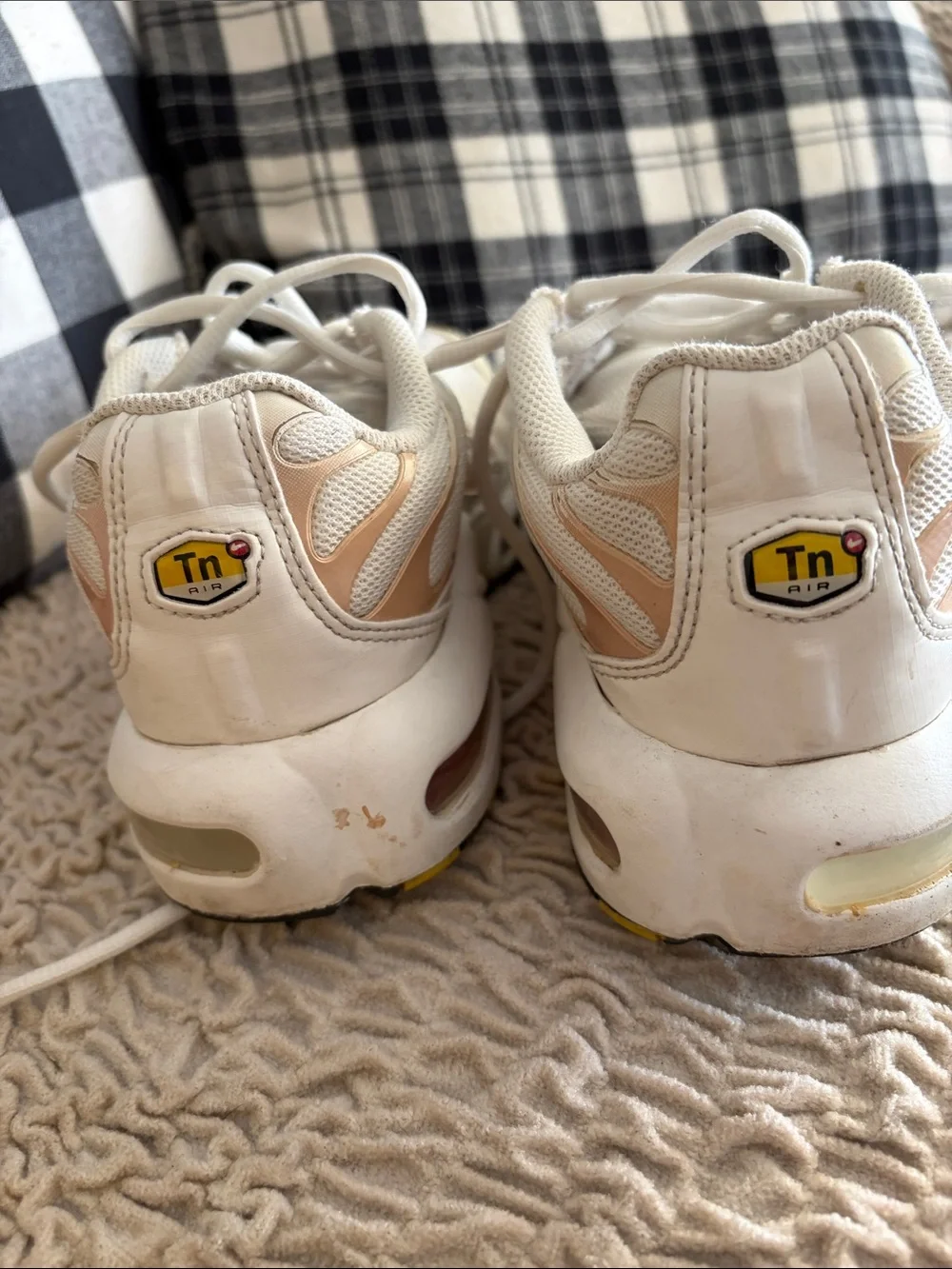 Nike  Air Women's White Mesh Athletic Sneakers with Beige Accents